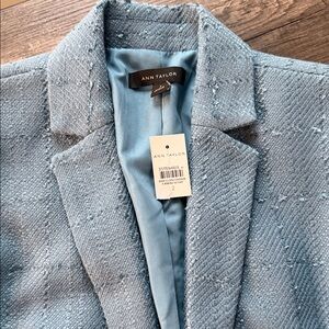 Ann Taylor Powder Blue Textured Notch Collar Blazer